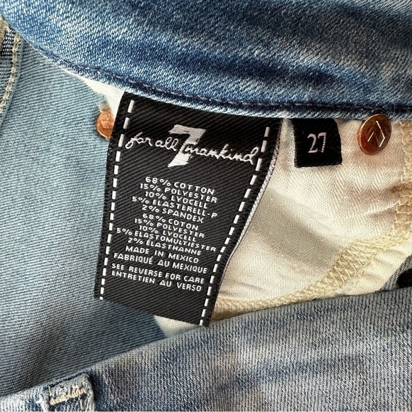 FOR ALL 7 MANKIND KIMMIE CROP SKINNY BLUE  JEANS - 27 - Picture 13 of 16